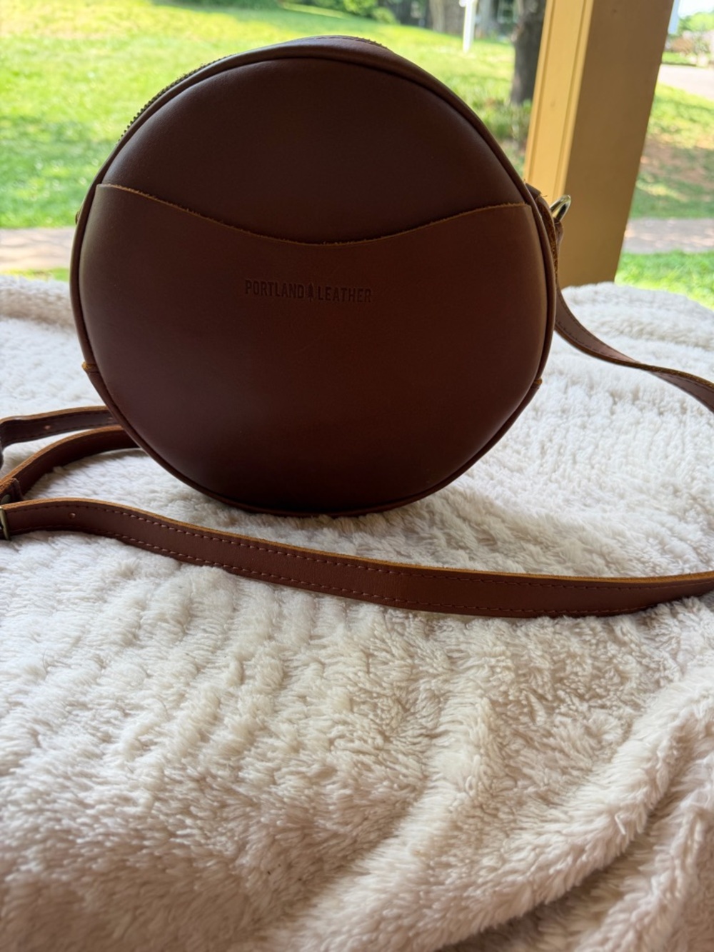 Portland Leather Chocolate Brown Round Crossbody Bag